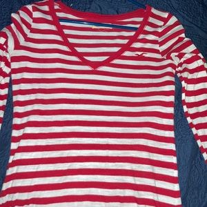 (Hollister) red and white long sleeve t